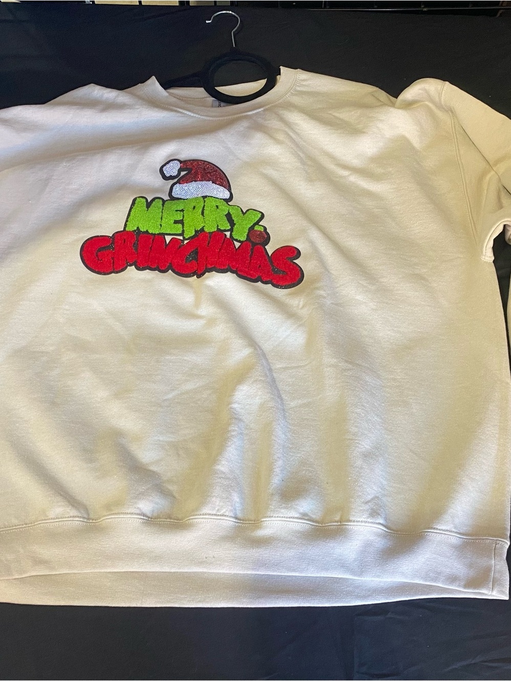 Adult 2xl White 'Merry Grinchmas' Holiday Sweatshirt